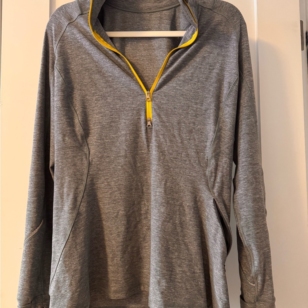 lululemon athletica Gray and Yellow Women's Zip Up Sweater